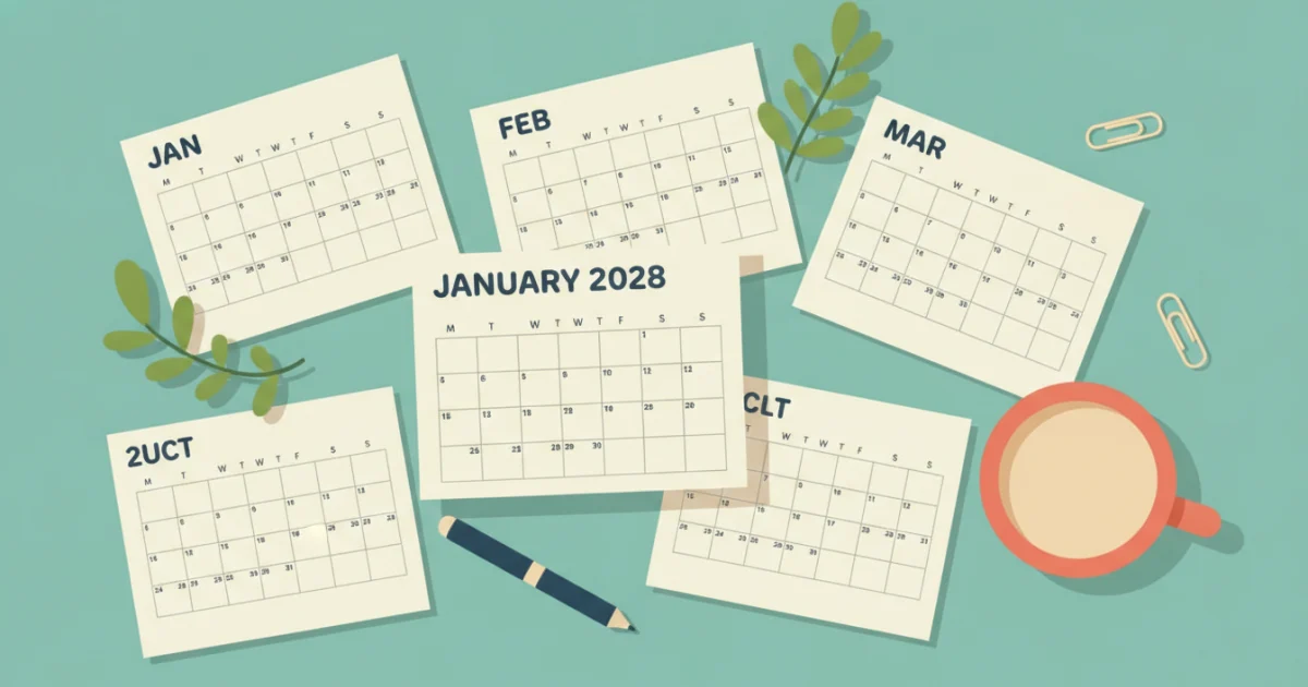Six pages of monthly calendars for January, February, March, April, May, and June.