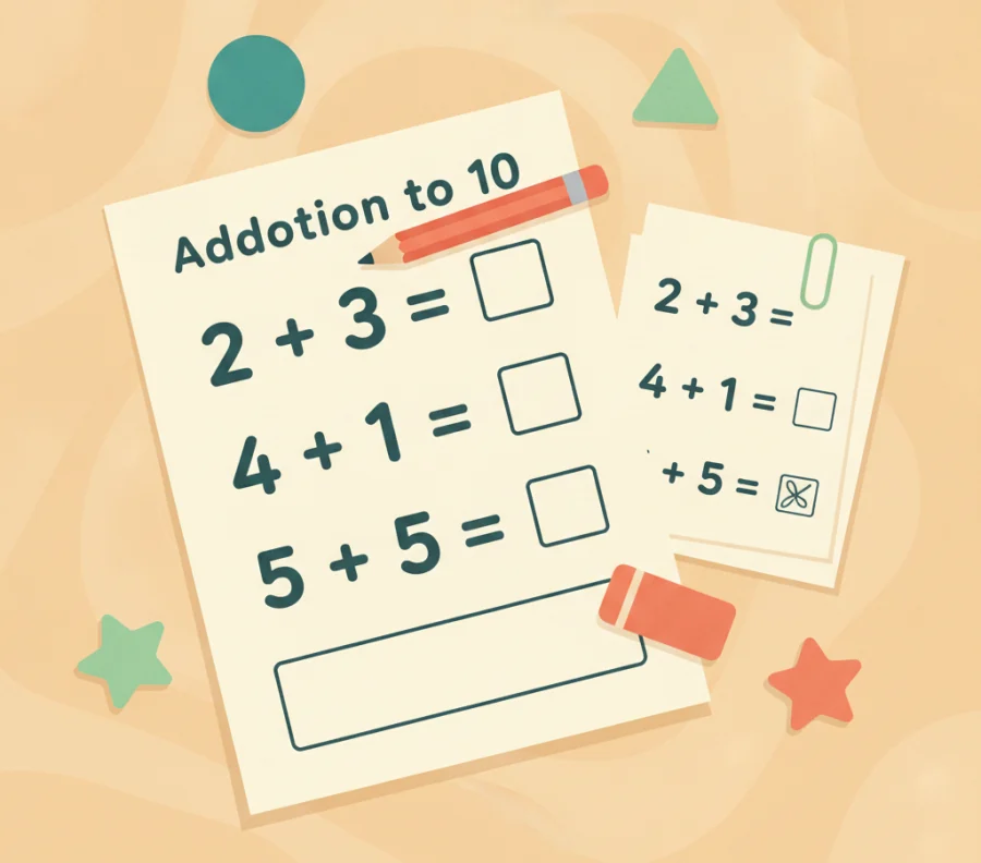 12 Free Addition Worksheets to 10 — free printable PDFs