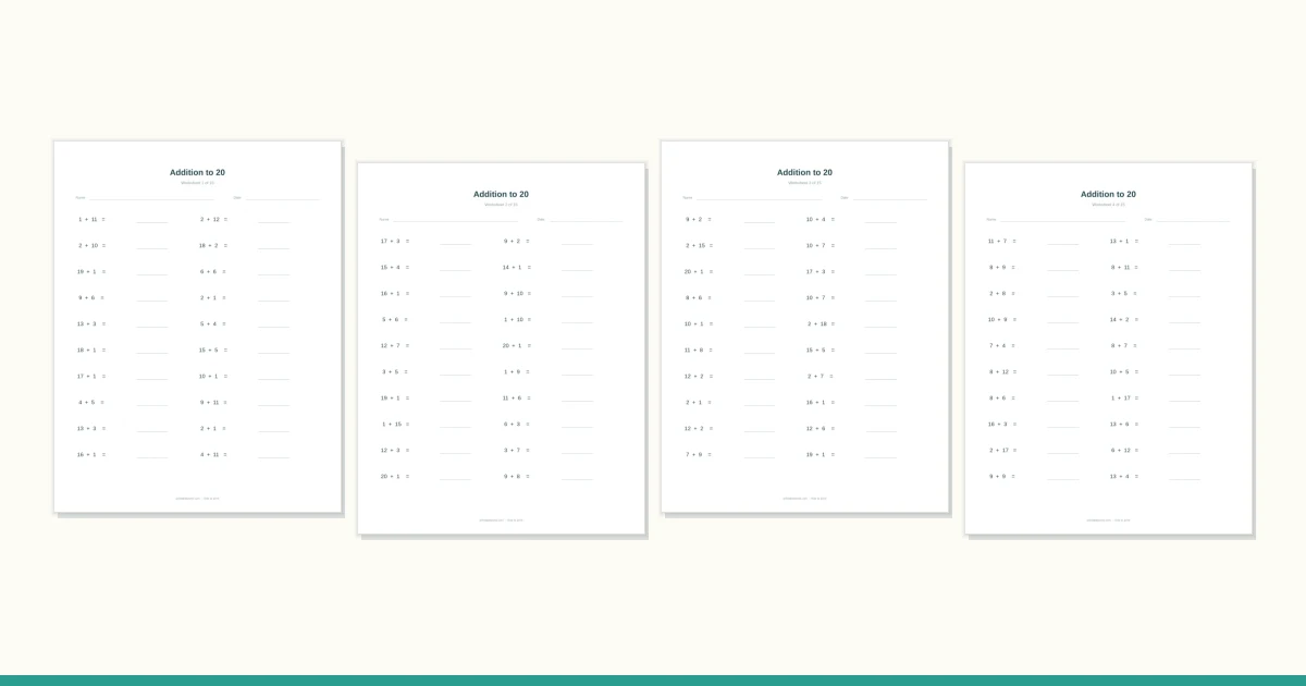 An addition worksheet with a large plus sign and a tower of stacking cubes
