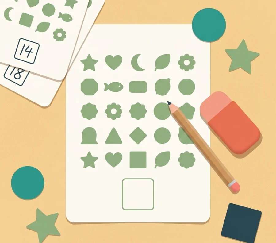 Six worksheets for counting practice, each with circles and a box for the answer.