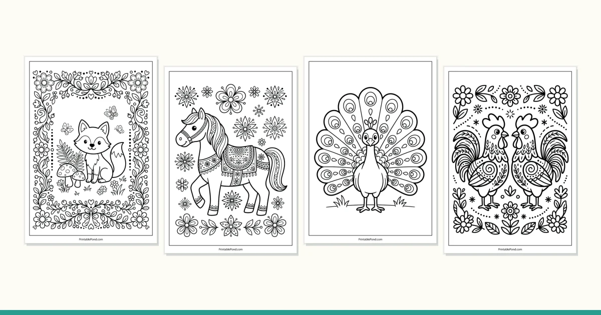 11 Free Folk Art Pattern Coloring Pages — free printable PDFs