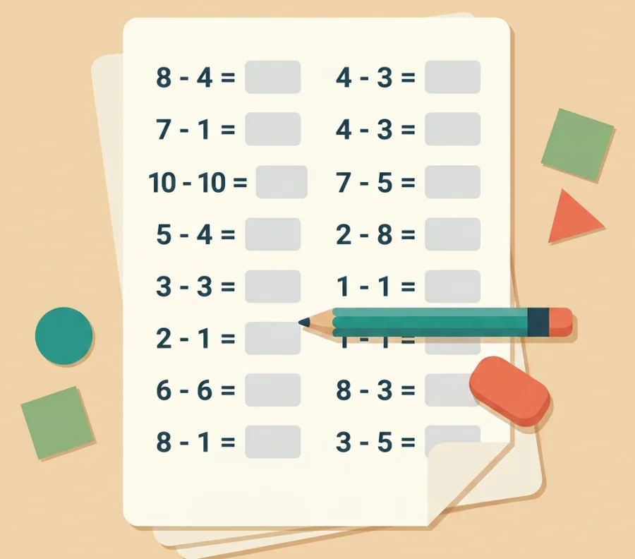 12 Free Subtraction Worksheets to 10 — free printable PDFs