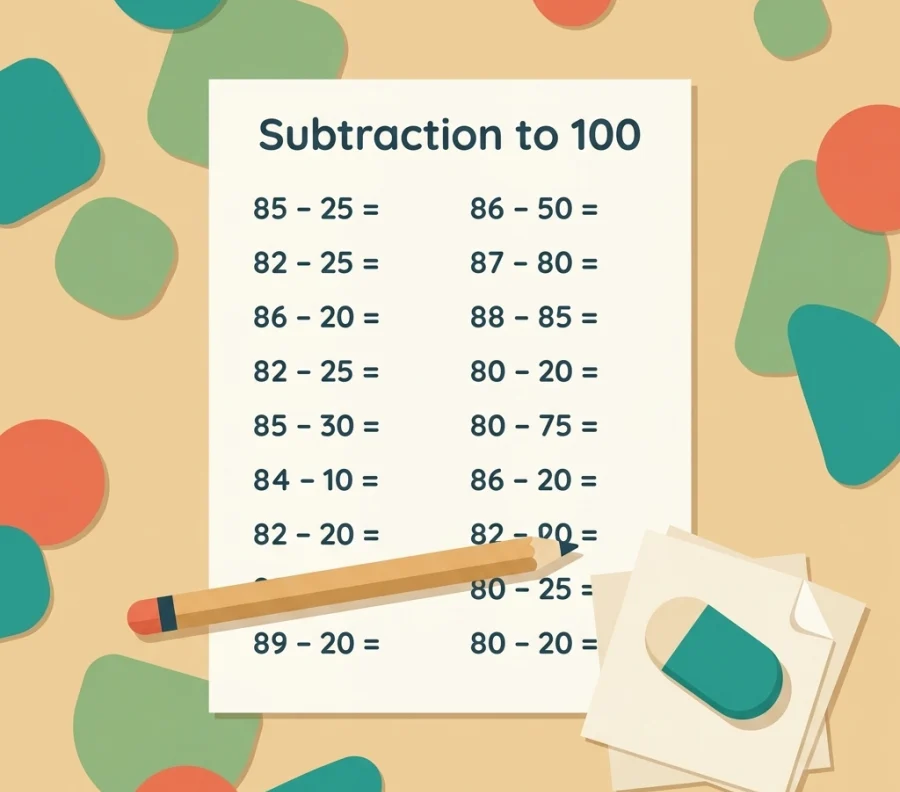 15 Free Subtraction Worksheets to 100 — free printable PDFs