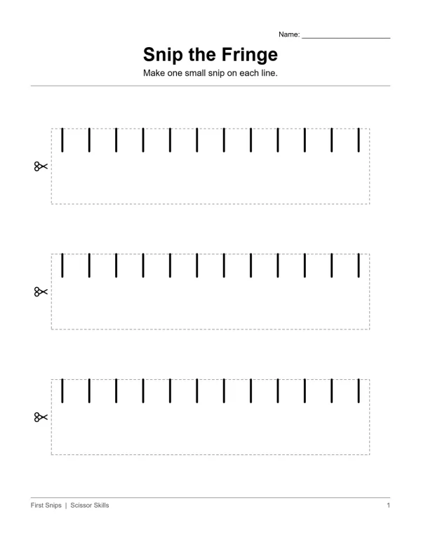 Three rows of vertical lines inside dashed boxes, with scissors icon on the left of each box.