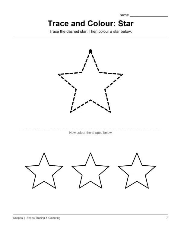 A dashed star outline at the top, followed by three solid star outlines below.