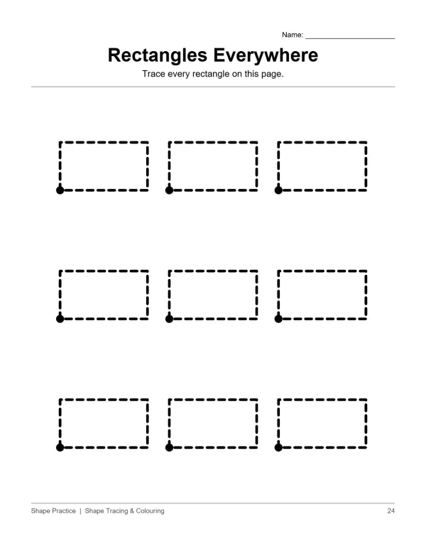 Nine dashed outline rectangles with dots at the bottom left corner, arranged in three rows.