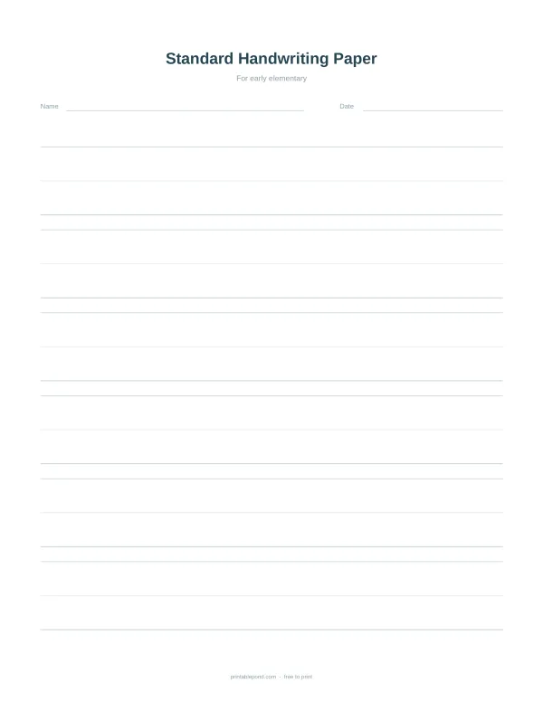 A blank sheet of lined paper with spaces for name and date at the top.