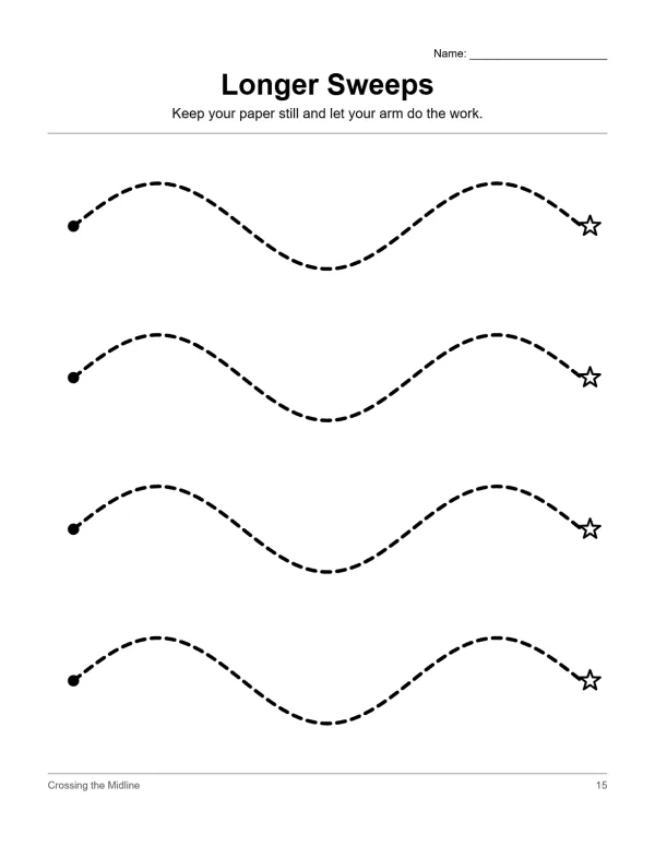 Four dotted wavy lines with a dot at the start and a star at the end of each line.