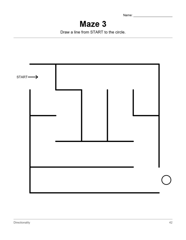 A simple black and white maze with a START arrow and a circle at the end.